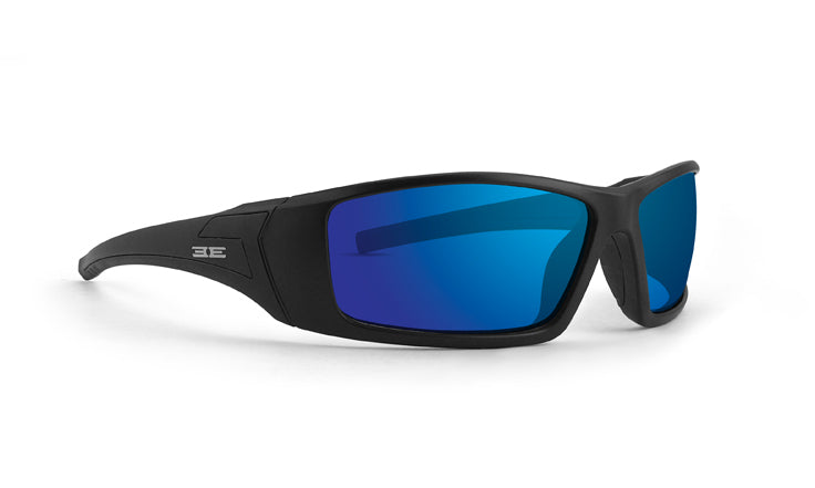 Epoch Eyewear Liberator Black Frame Men's Sunglasses with Blue Mirror Shatterproof Lens