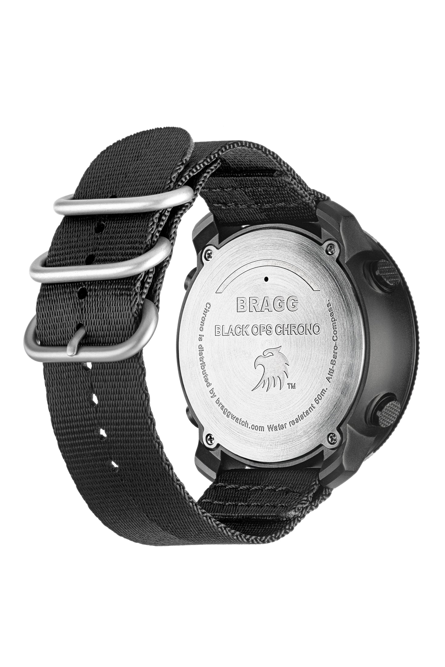 Bragg Black Ops Chrono watch with Black Nato Band Military Sports Digital Watch Bragg Watch 