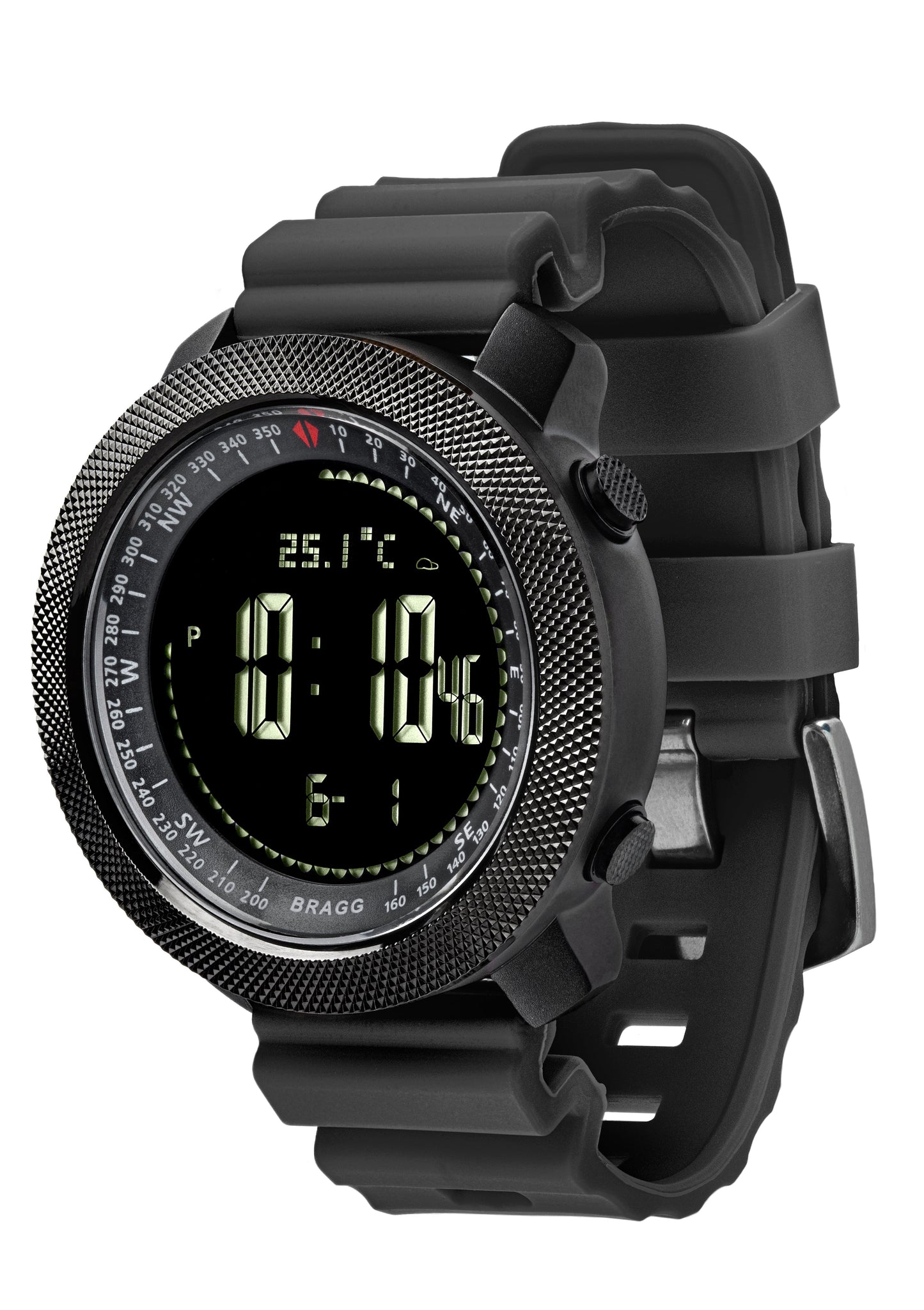 Bragg Black Ops Chrono watch with Black Silicone Watch Band Military Sports Digital Watch Bragg Watch 