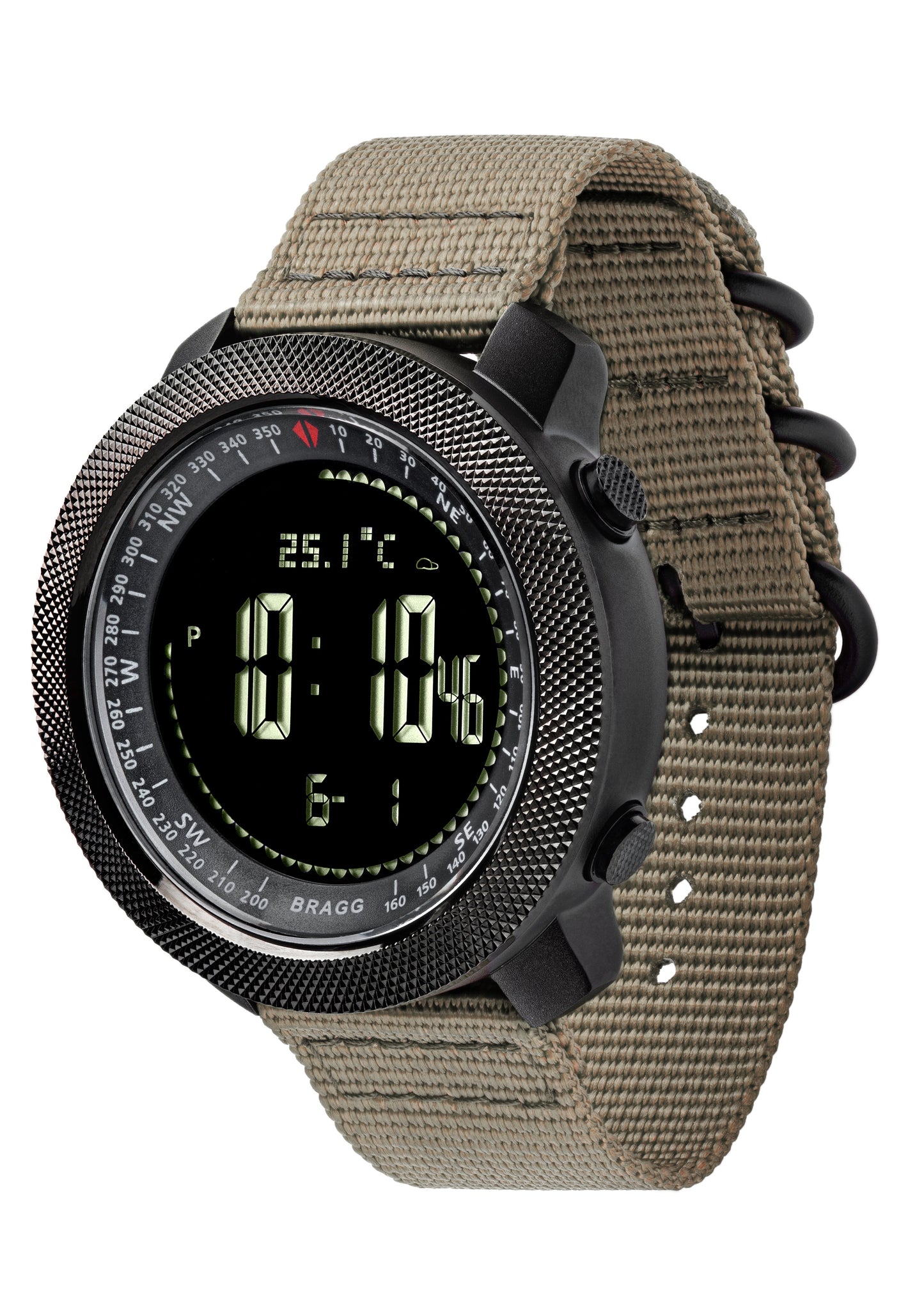 Bragg Black Ops Chrono watch with Olive Nato Band Military Sports Digital Watch Bragg Watch 